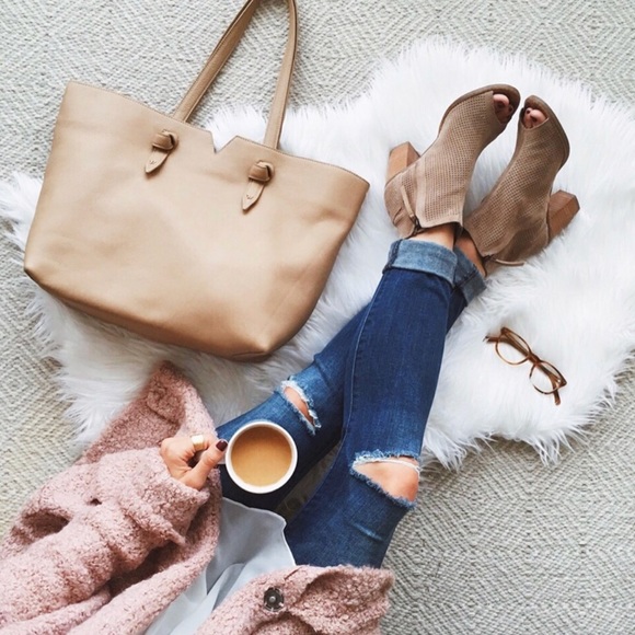 Toms Shoes - Toms Majorca Perforated Suede Open Toe Booties